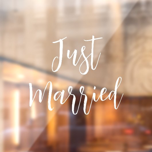 Just Married | Bruiloft Elegant Wit Raamsticker (Vel 2)