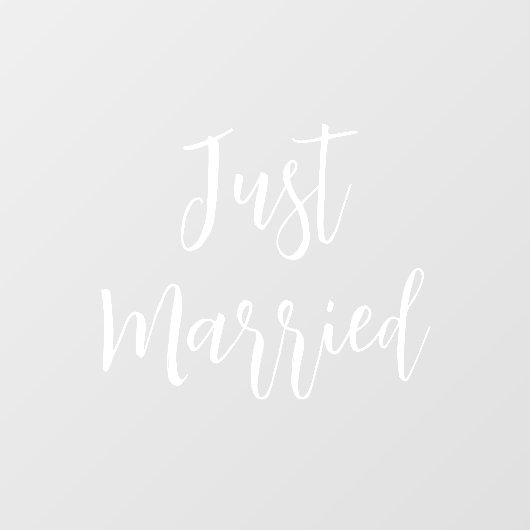 Just Married | Bruiloft Elegant Wit Raamsticker (Vel)