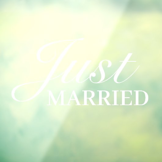 Just Married | Bruiloft Elegant Wit Raamsticker (Vel 3)
