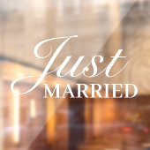 Just Married | Bruiloft Elegant Wit Raamsticker (Vel 2)