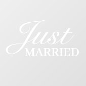 Just Married | Bruiloft Elegant Wit Raamsticker (Vel)