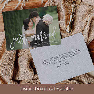 Just Married   Brush Lettered Wedding Aankondiging