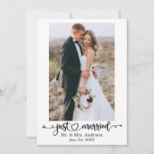 Just Married Calligraphy Heart Photo Wedding Aankondiging (Voorkant)