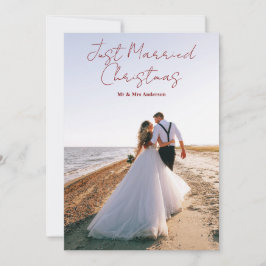 Just Married Christmas Greetings Customize Photo Feestdagenkaart