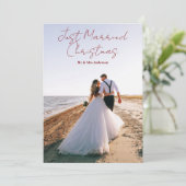 Just Married Christmas Greetings Customize Photo Feestdagenkaart (Staand voorkant)
