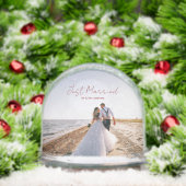 Just Married Christmas Greetings Customize Photo Sneeuwbol (Kerstmis)