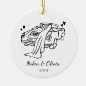 Just Married Custom Couple Names & Wedding Date Keramisch Ornament (Voorkant)