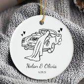 Just Married Custom Couple Names & Wedding Date Keramisch Ornament
