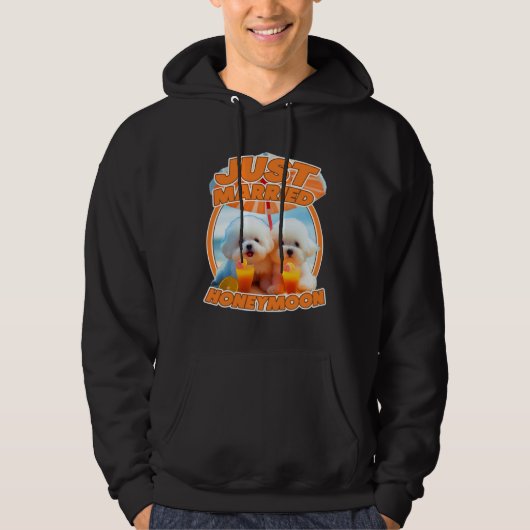 Just Married Cute Dog Honeymoon Couple Hoodie (Voorkant)