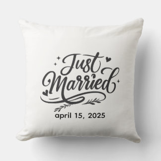 Just Married Decorative Throw Pillow with Wedding  Kussen