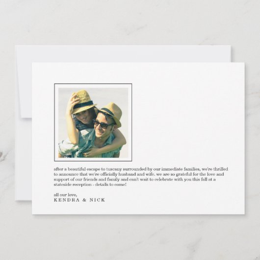 Just Married | Dubbelzijdige foto bruiloft Aankondiging (Achterkant)