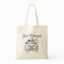 "Just Married" Elegante Script Tote Bag