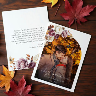just married Fall Wedding Fotoaankondiging Kaart