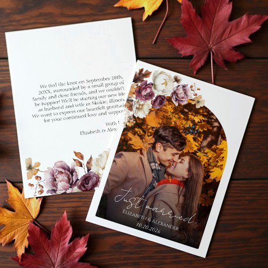 just married | Fall Wedding Fotoaankondiging Kaart