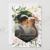 just married | Floral Wedding Fotoaankondiging Kaart (Voorkant)