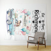 Just Married Getaway – Huwelijksachtergrond Wandkleed (In Situ (horizontaal))