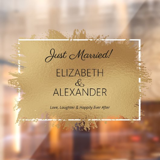 Just Married! Gold Faux Foil Raamsticker (Vel 2)