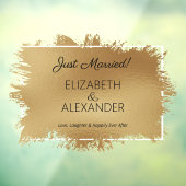 Just Married! Gold Faux Foil Raamsticker (Vel 3)