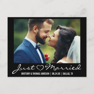 Just Married Heart Wedding Foto Briefkaart