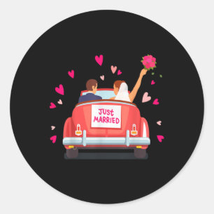Just Married _ Huwelijk _ Bruid & Kamp; Bruidegom Ronde Sticker