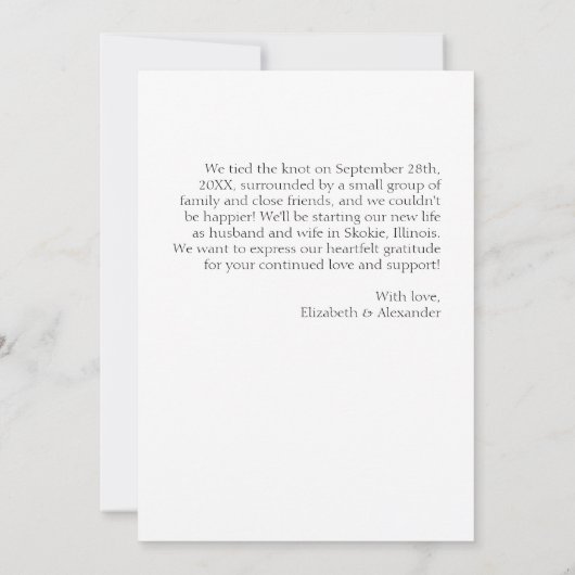 just married | Huwelijksfoto aankondiging (Achterkant)