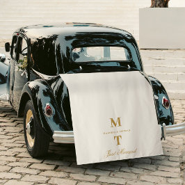 Just Married Ivory Gold Wedding Car Banner Sign Wandkleed
