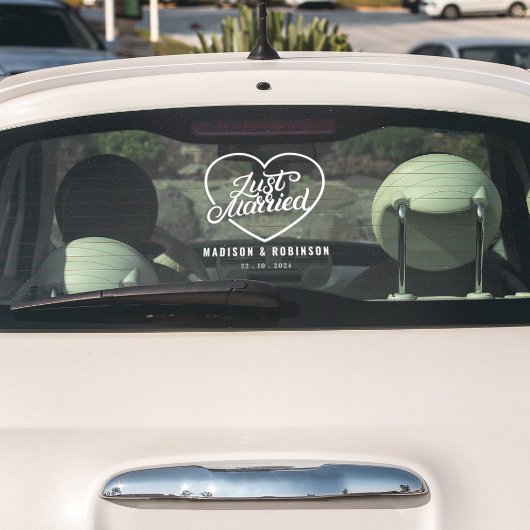 Just Married | Koppels Naam Bruiloft Elegant Scrip Raamsticker