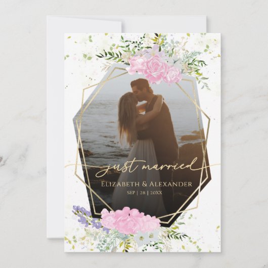 just married | Lente bruiloft foto aankondiging (Voorkant)