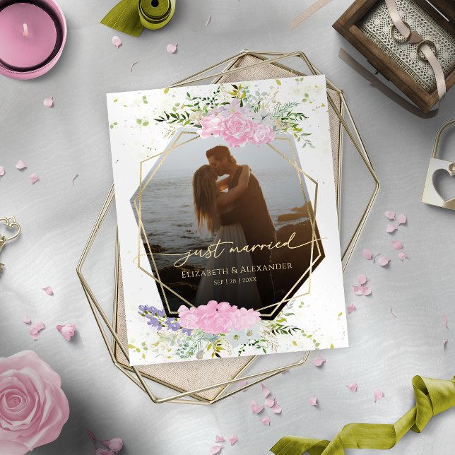 just married | Lente bruiloft foto aankondiging (Creator heeft geüpload)