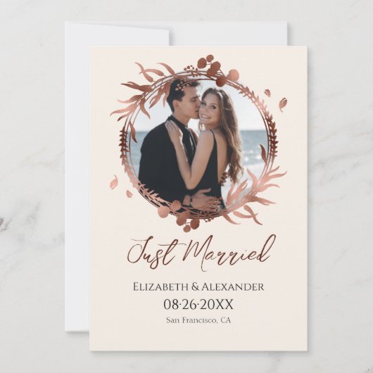 just married | Lente bruiloft foto aankondiging (Voorkant)