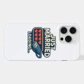 Just Married Loading – Grappige Tech Wedding iPhone Hoesje (Achterkant horizontaal)