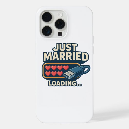 Just Married Loading – Grappige Tech Wedding iPhone Hoesje (Achterkant)