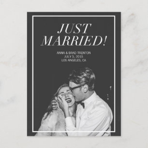 Just Married Moderne foto bruiloft aankondiging