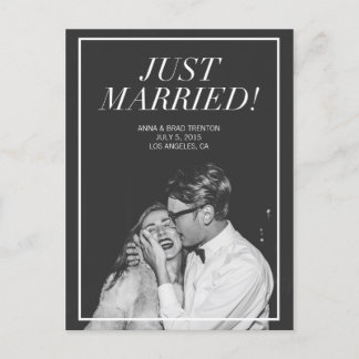 Just Married | Moderne foto bruiloft aankondiging