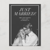 Just Married | Moderne foto bruiloft aankondiging (Voorkant)
