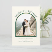 Just Married Newlywed Couple Arch Photo Christmas Feestdagenkaart (Staand voorkant)