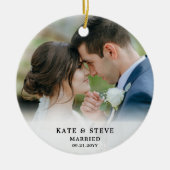 Just Married Newlywed Photo Wedding Keepsake Keramisch Ornament (Voorkant)