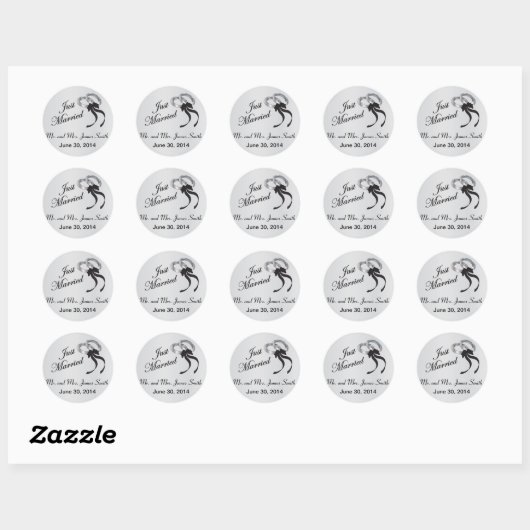 Just Married | personaliseren Ronde Sticker (Vel)
