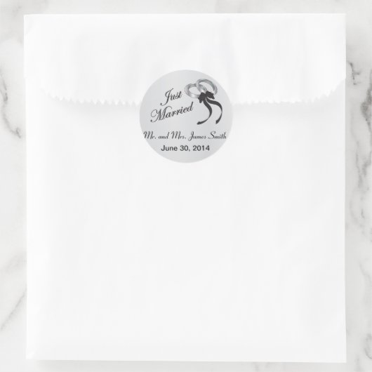 Just Married | personaliseren Ronde Sticker (Tas)