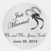 Just Married | personaliseren Ronde Sticker (Voorkant)