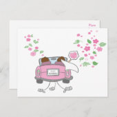 Just Married Pink Wedding Aankondiging Post Kaart (Voorkant / Achterkant)