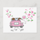 Just Married Pink Wedding Aankondiging Post Kaart (Voorkant)