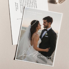 Just Married Romantic Wedding Photo Announcement Briefkaart