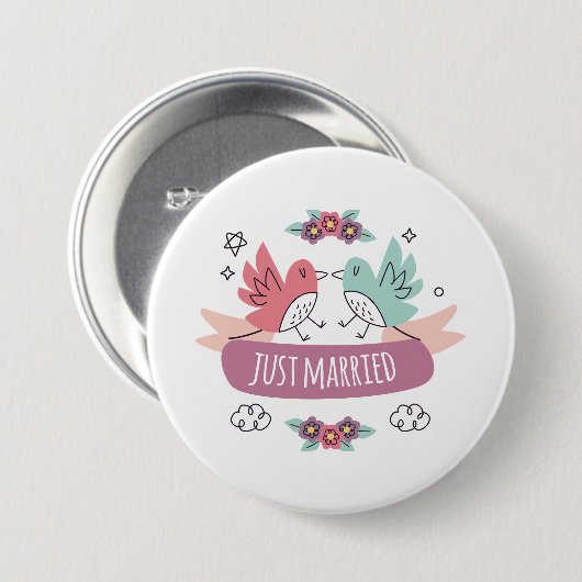 just married ronde button 7,6 cm (Voorkant /achterkant)