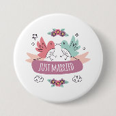 just married ronde button 7,6 cm (Voorkant)