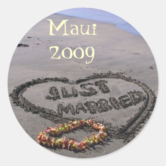 Just married ronde sticker (Voorkant)