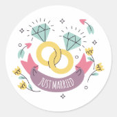 just married ronde sticker (Voorkant)