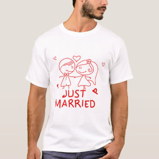 Just Married - Schattige paar Sketch Design T-shirt