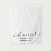 Just Married Script Fabric Car Banner Wedding Sign Wandkleed (Voorkant)