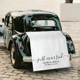 Just Married Script Fabric Car Banner Wedding Sign Wandkleed